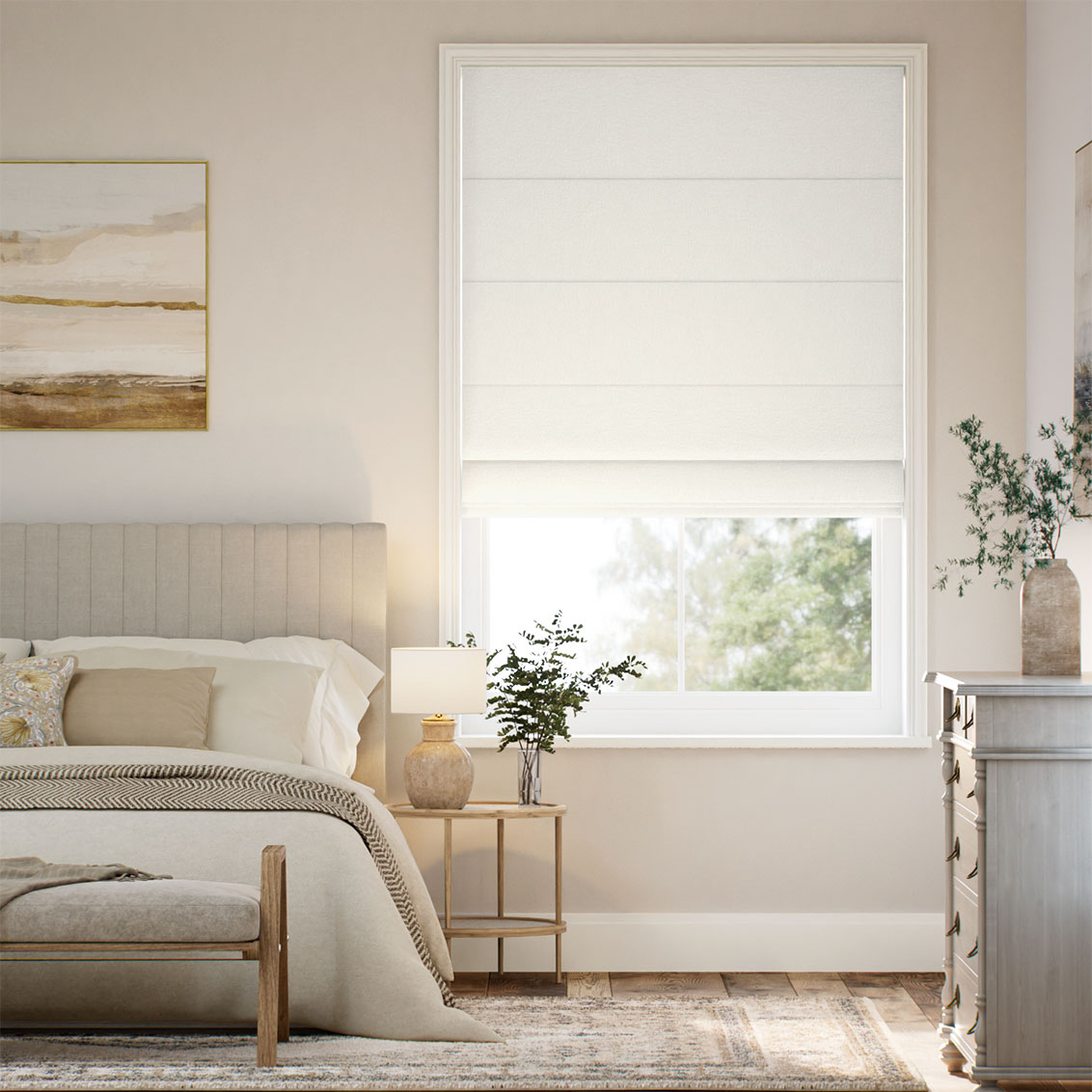 Aurora Boucle Warm White Roman Blind