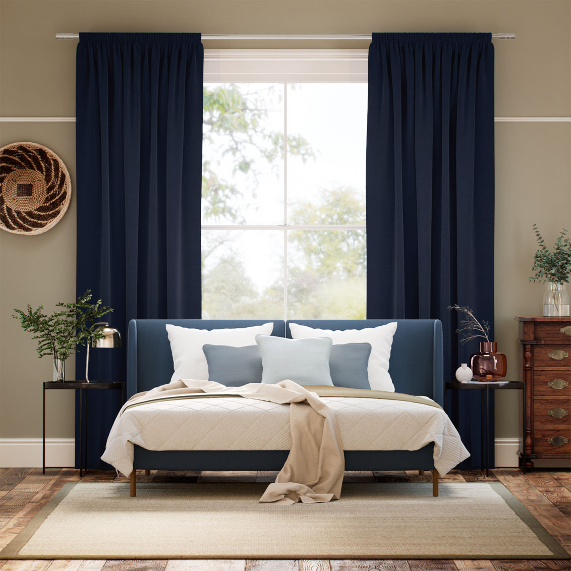 Bijou Linen Navy カーテン