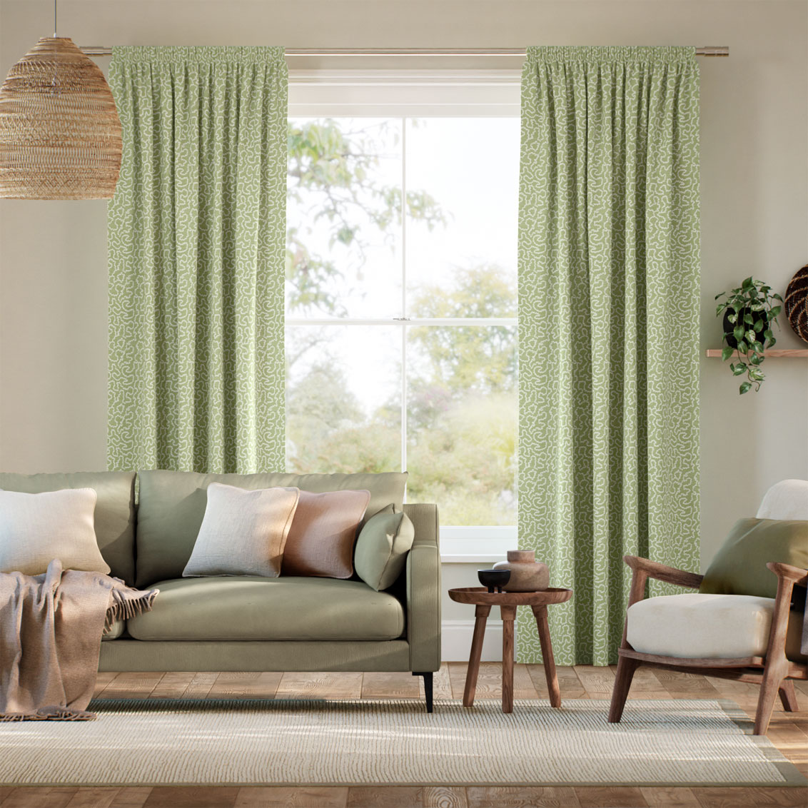 Carina Jacquard Apple Curtains