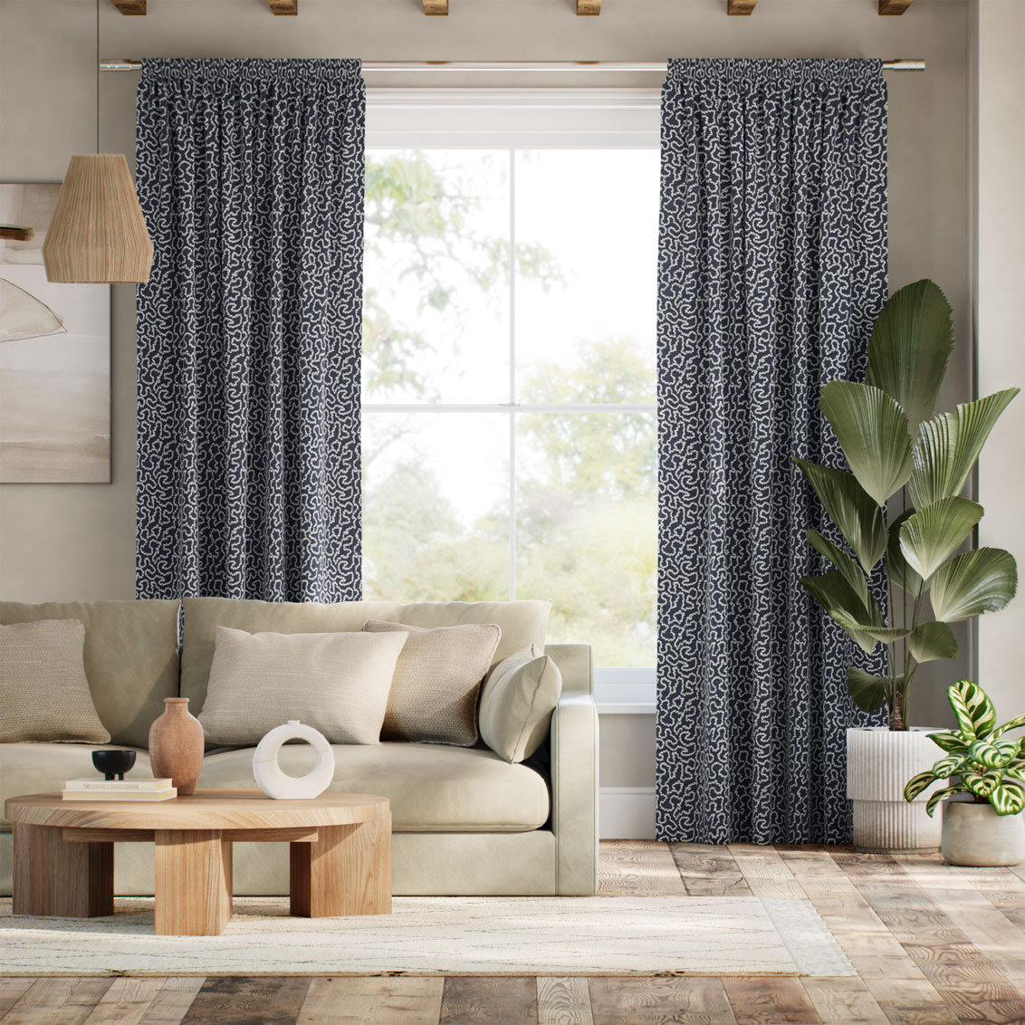 Carina Jacquard Navy Curtains
