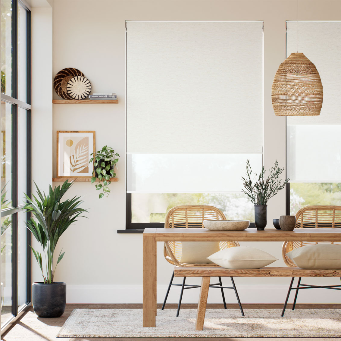テストダブルロール＜電動つっぱり＞Double Roller Chennai Linen White Double Roller Blind