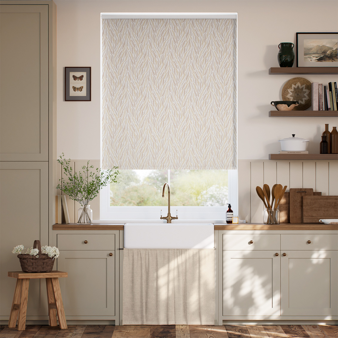 Falling Leaves Neutral Roller Blind