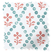 ２Floral Trellis Aqua & Spice Roman Blind サンプルの写真