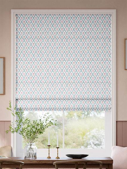 Floral Trellis Aqua & Spice ローマンシェード サムネイル写真