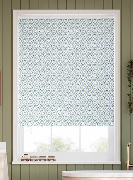 Floral Trellis Blue & Green ロールスクリーン サムネイル写真