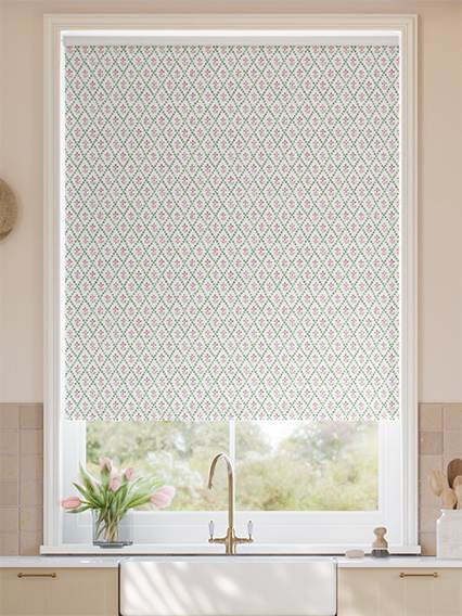 Floral Trellis Green & Blush ロールスクリーン サムネイル写真