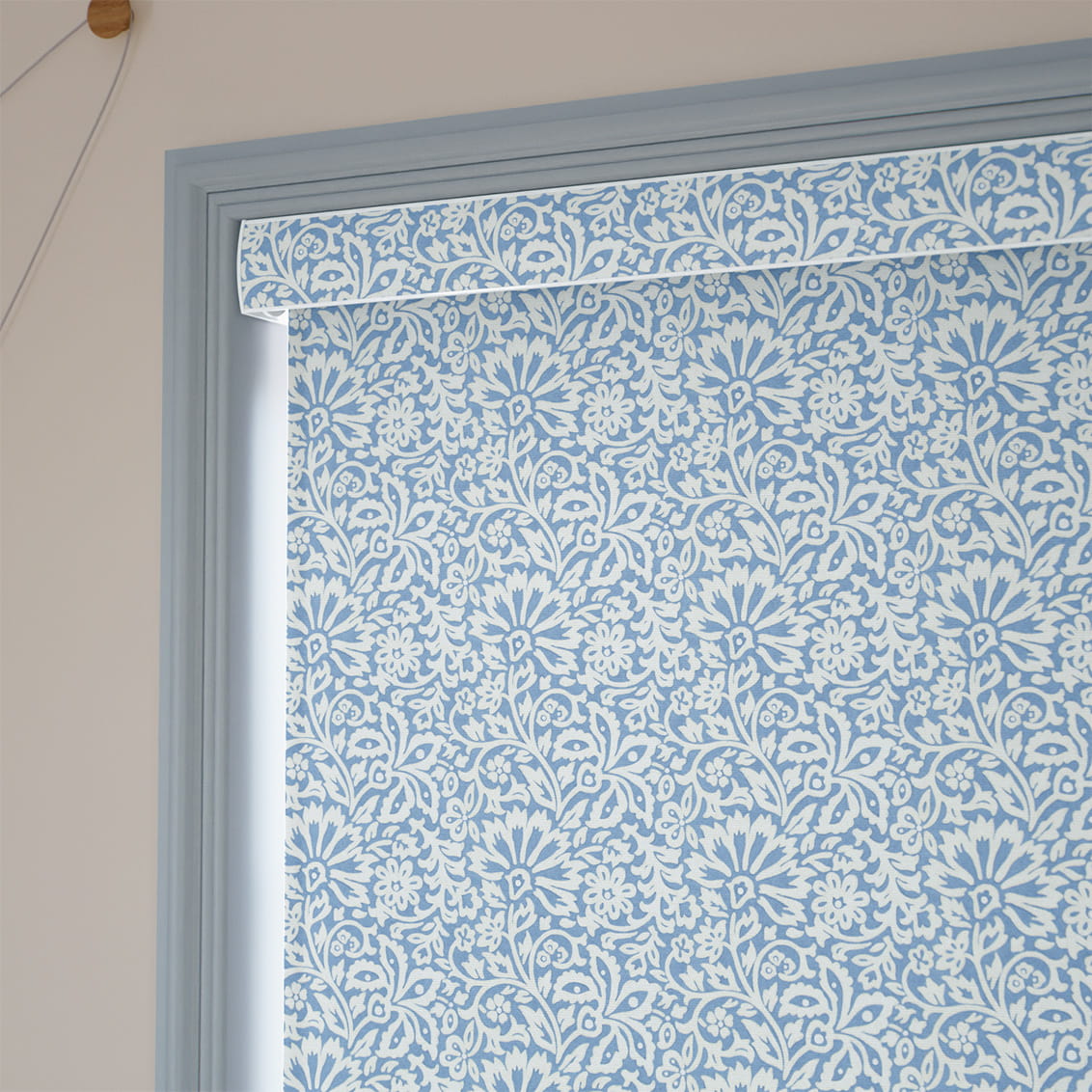 ２Flower Block Blue Roller Blind
