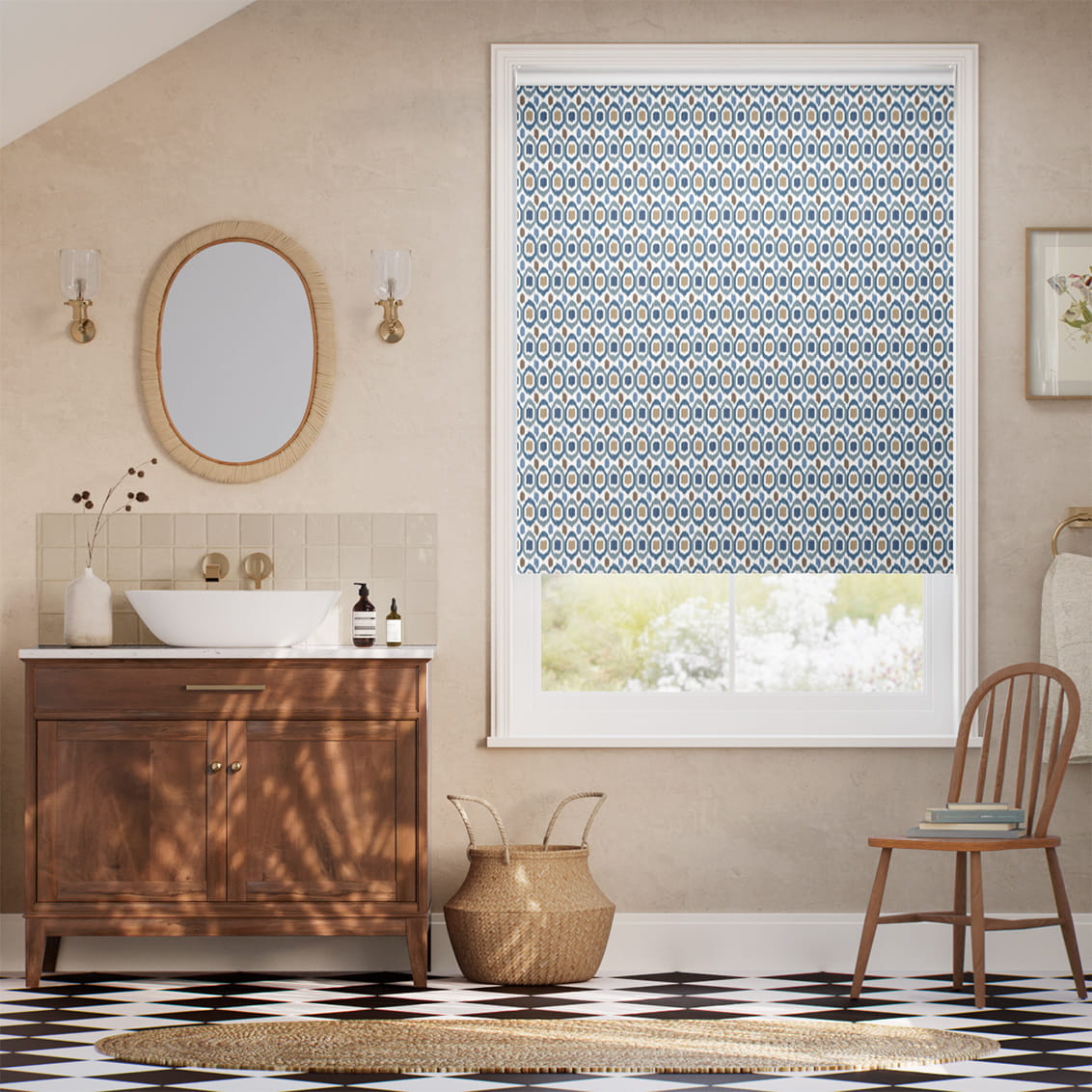 ２Inca Spot Blue Roller Blind