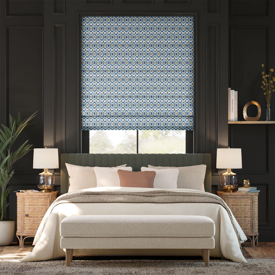 ２Inca Spot Blue Roman Blind