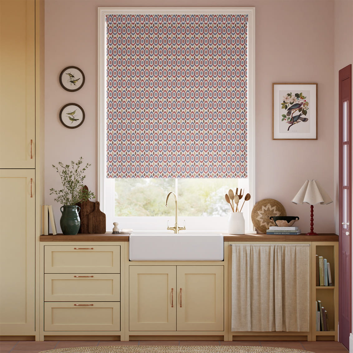２Inca Spot Blue & Red Roller Blind