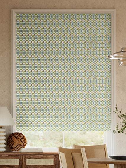 Inca Spot Green & Aqua ローマンシェード サムネイル写真