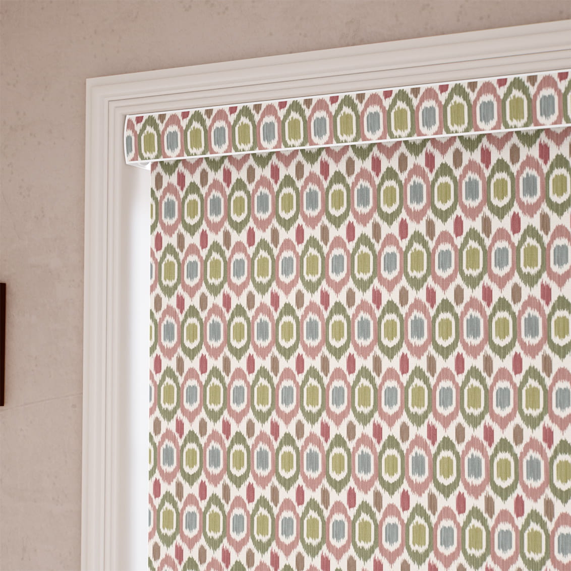 ２Inca Spot Green & Blush Roller Blind