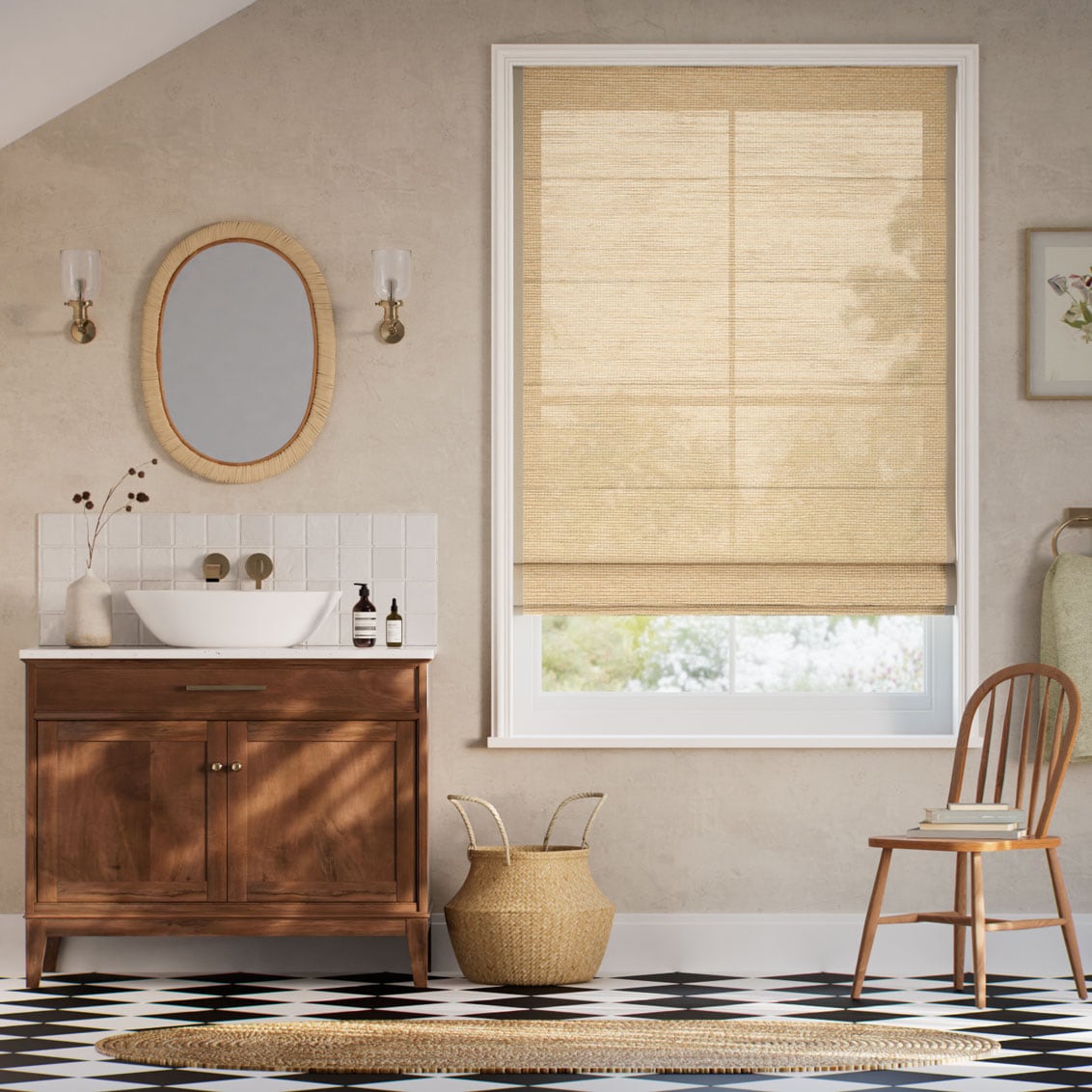 Oslo Pine & Tan Roman Blind
