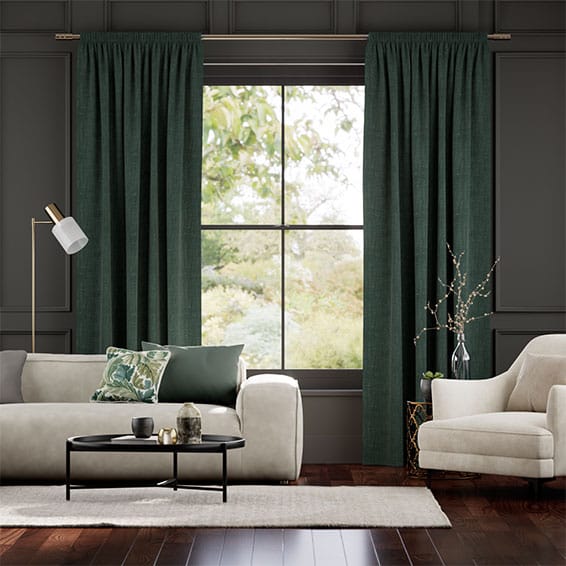 Paleo Linen Teal Twilight  Curtains