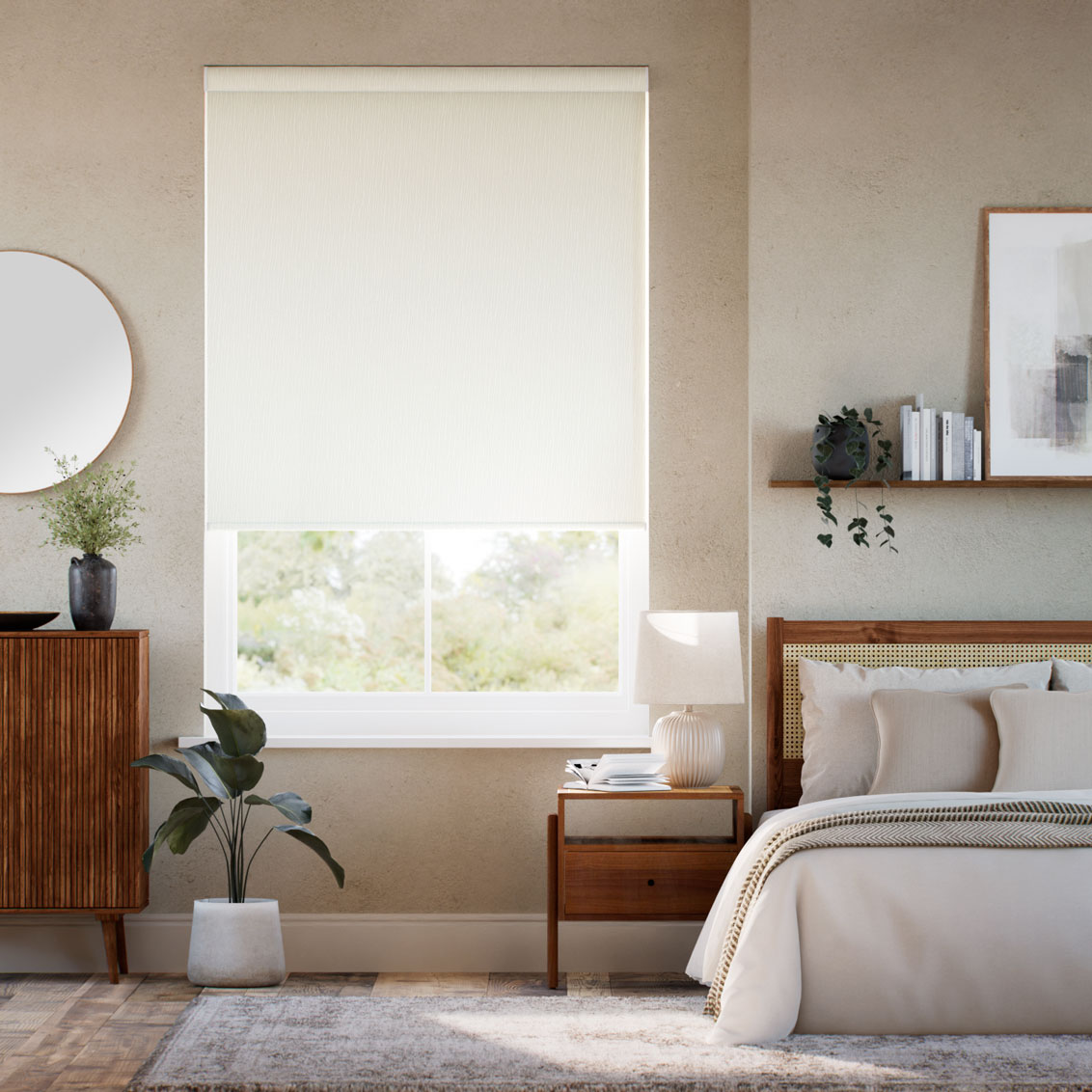 Soft Raise Static Blackout Ivory Roller Blind