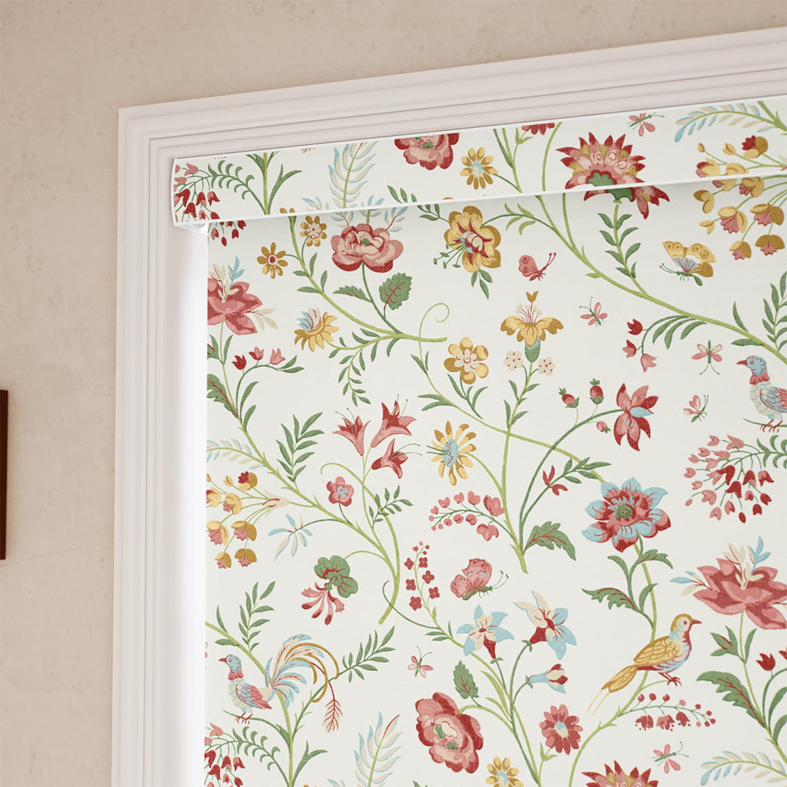 ２Songbird Green, Blush & Ochre Roller Blind