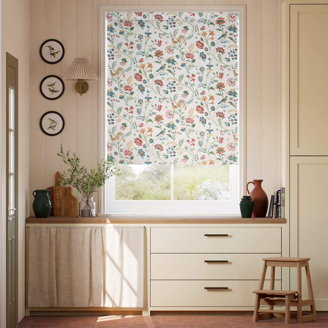 ２Songbird Teal & Spice Roller Blind