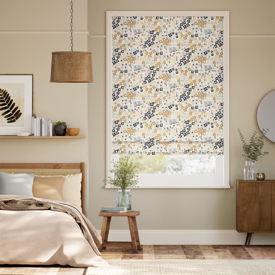１−２Spring Meadow Wheat Roman Blind