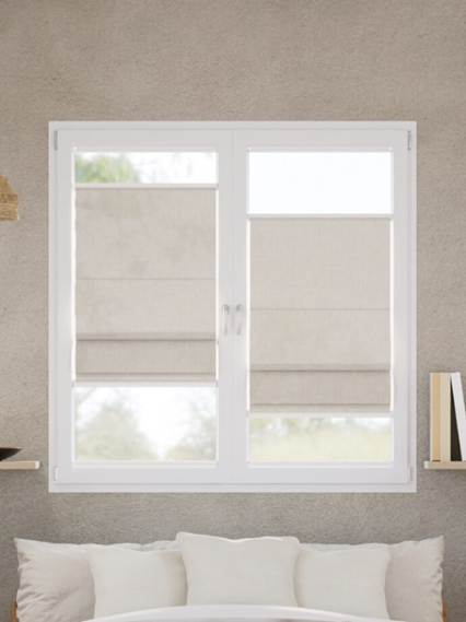 【窓貼りタイプ】ビジュリネン グレーウォッシュ Top Down Bottom Up Stick2Fit Roman Blind サムネイル写真