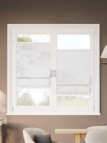 【窓貼りタイプ】 Chevron Voile Snow Top Down Bottom Up Stick2Fit Roman Blind サムネイル写真