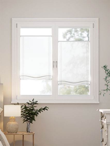 【窓貼りタイプ】 Rhythm Voile Arctic White Top Down Bottom Up Stick2Fit Roman Blind サムネイル写真