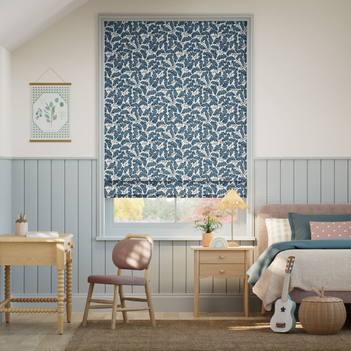 The Acorn Tree Midnight Roman Blind