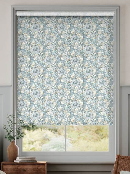 ウィリアム・モリス ゴールデンリリー パウダーブルー ロールスクリーン サムネイル写真