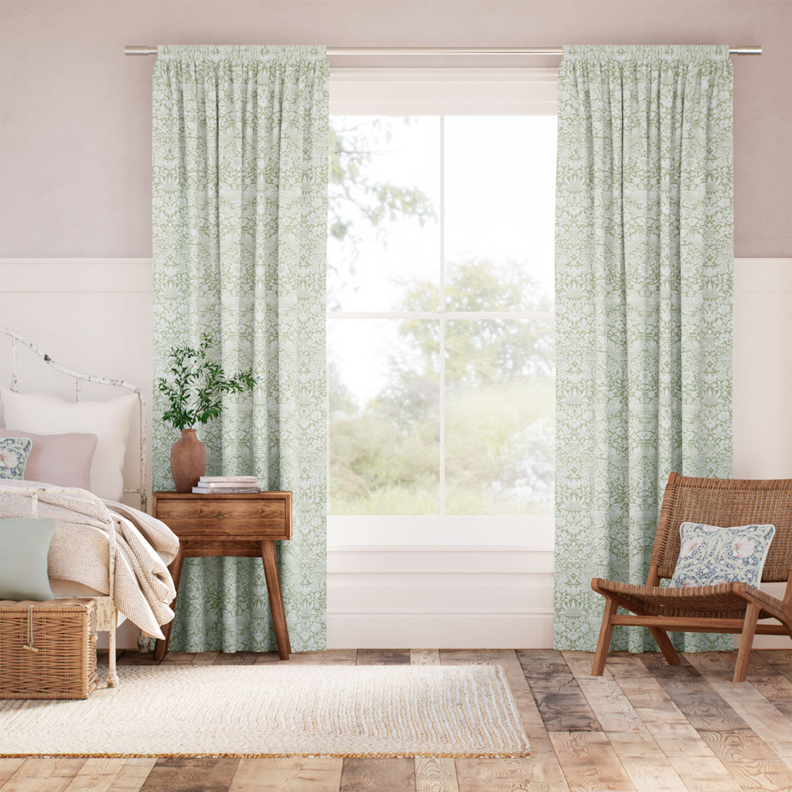 William Morris Strawberry Thief Celadon  Curtains