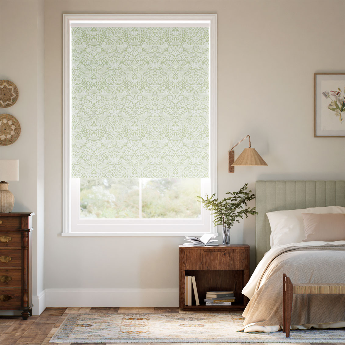 William Morris Strawberry Thief Celadon  Roller Blind