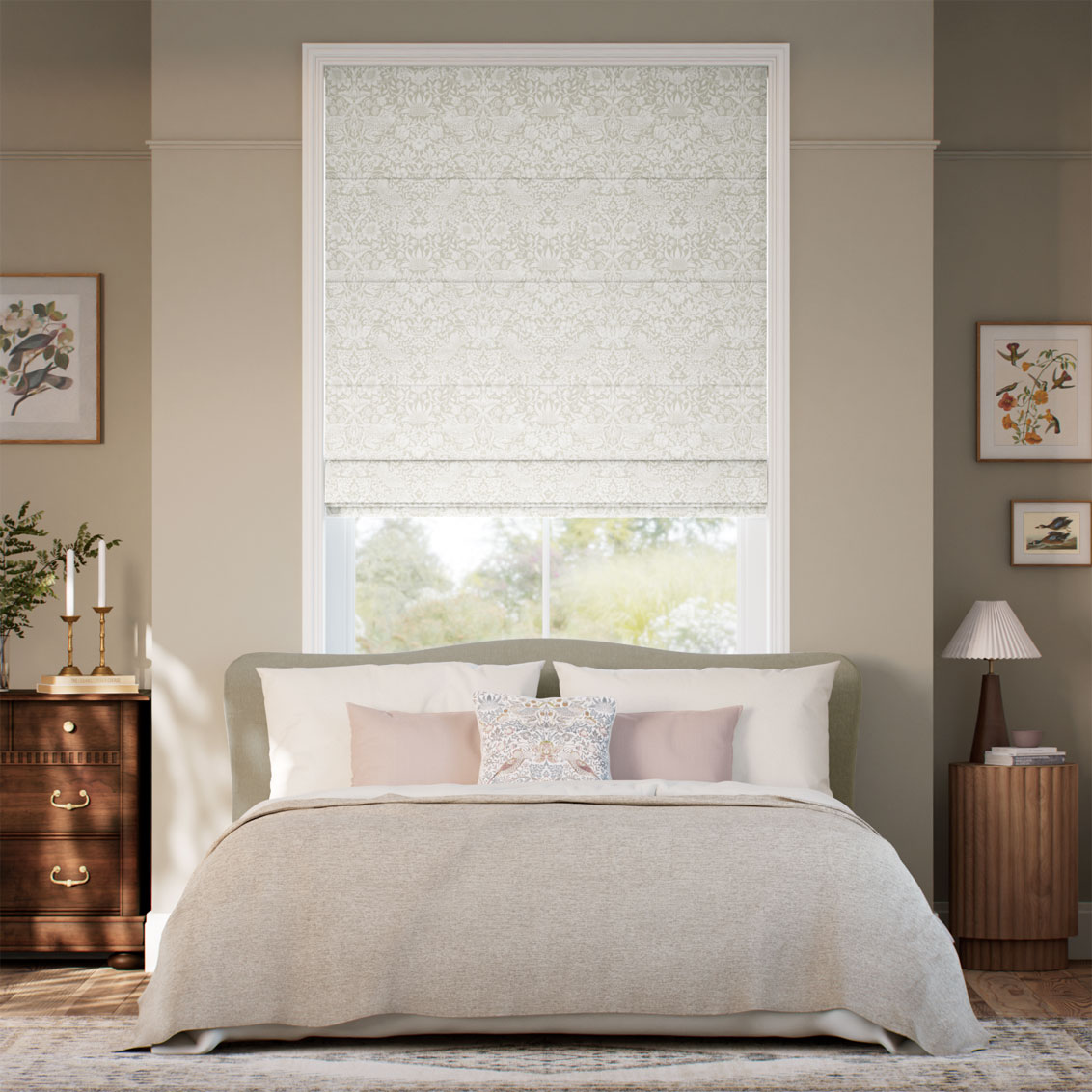 William Morris Strawberry Thief Natural  Roman Blind