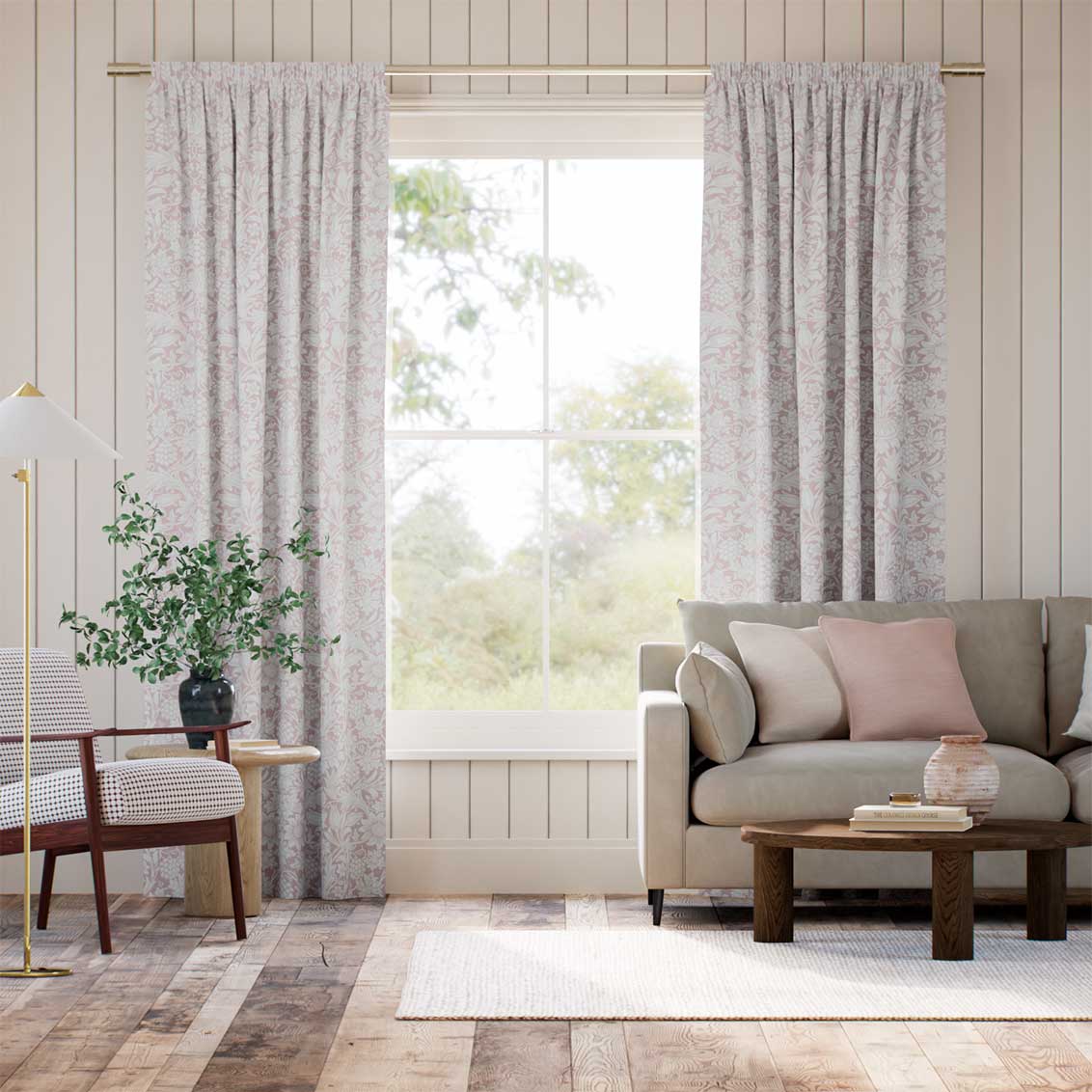 William Morris Sunflower Soft Pink  Curtains