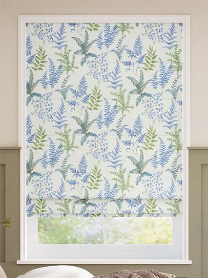 Woodland Fern Blue & Green ローマンシェード サムネイル写真