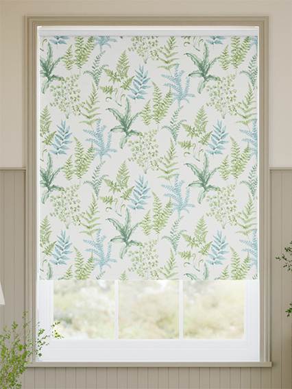 Woodland Fern Green & Aqua ロールスクリーン サムネイル写真