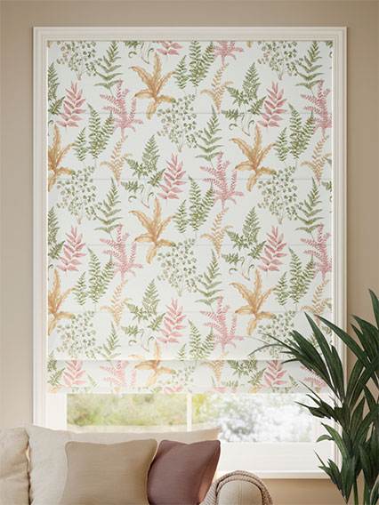 Woodland Fern Green & Blush ローマンシェード サムネイル写真